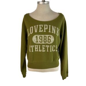 PINK Victoria's Secret Olive Off-the-Shoulder Sweater
